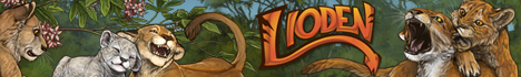 A digital banner for the website Lioden, there are several lion cubs surronding their mother who looks disgruntled