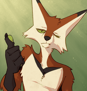 A digital illustration of an anthropomorphic Red Fox looking apathetic at the viewer and giving a thumbs up.